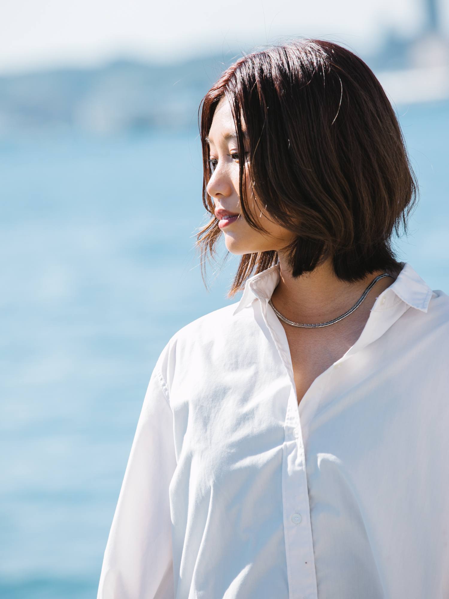 女性に喜平プラチナネックレス